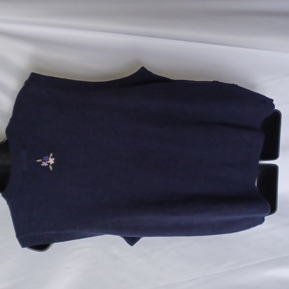 Vtg Northern Reflections Floral Kitty Knit Sweater Vest Embroidered Garden sz L - Picture 4 of 5